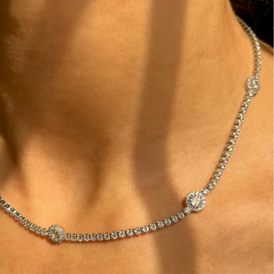 Aurelia Tennis Halo Necklace