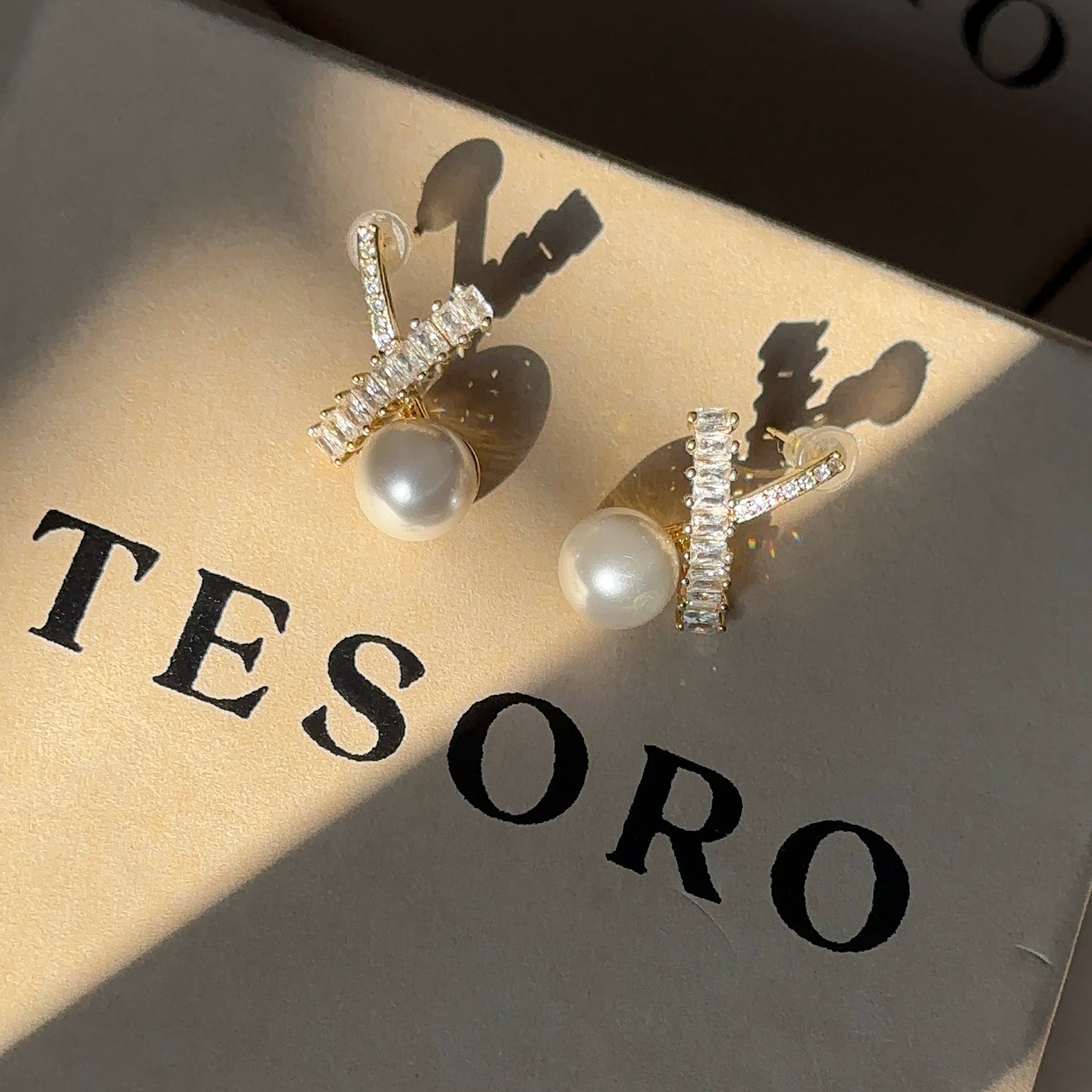 Cross Pearl Earrings