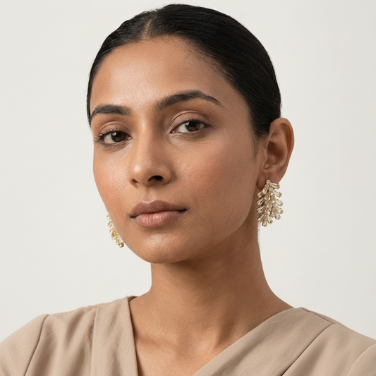 Dual Crystal Leaf Earrings