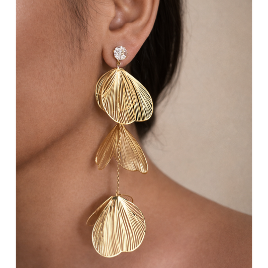 Golden Petal Drop Earrings
