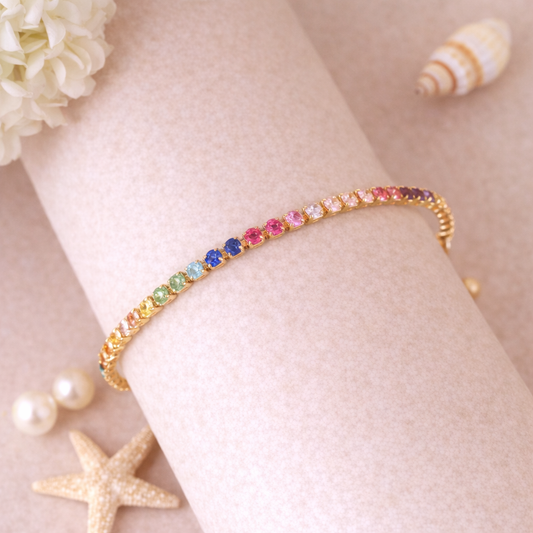 Slim Rainbow Tennis Bracelet