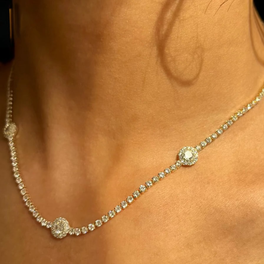 Aurelia Tennis Halo Necklace