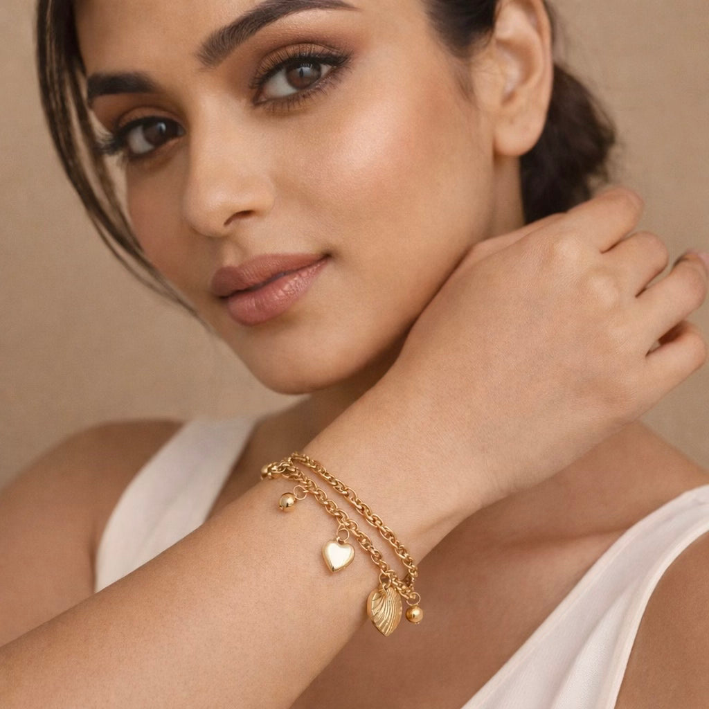 Gold Charm Chain Bracelet