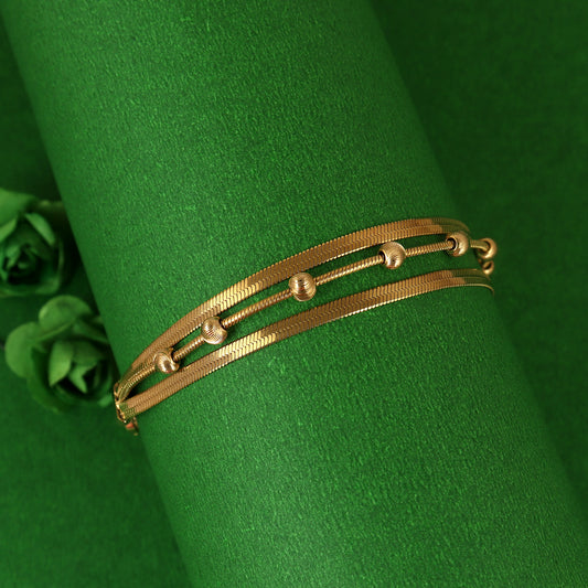 Beaded Dual-Line Gold Bracelet