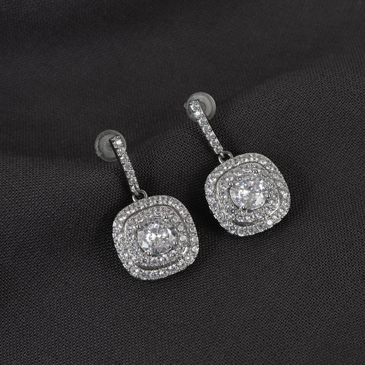 Double Halo Cushion Earrings