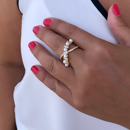 Pearl Criss Cross Ring