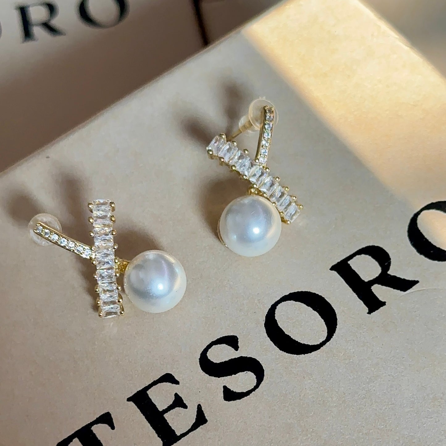 Cross Pearl Earrings