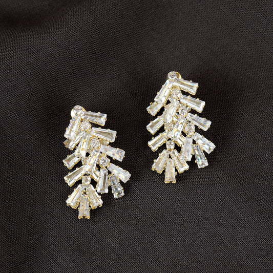 Dual Crystal Leaf Earrings