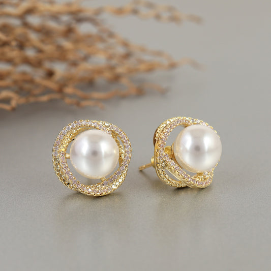 Twist Pearl Studs