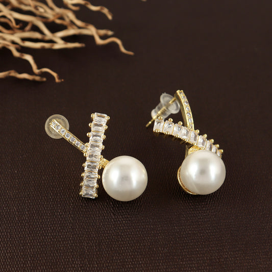 Cross Pearl Earrings