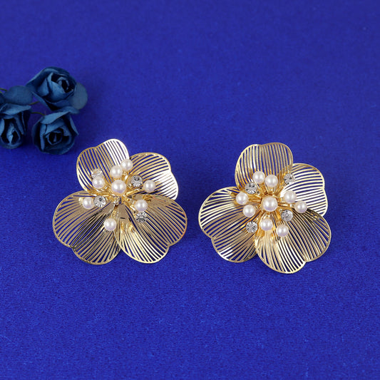 Studded Metal Flower Earrings