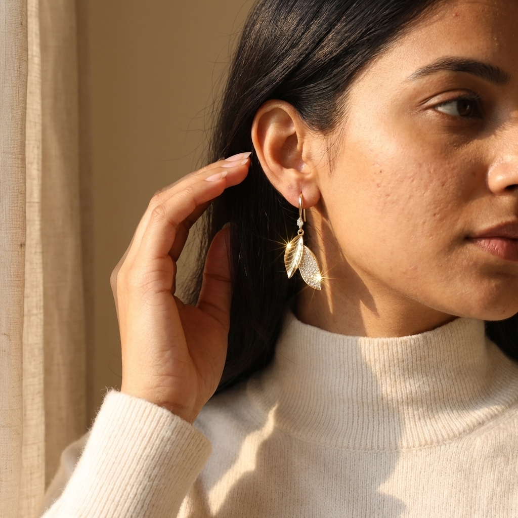 Metallic Leaf Danglers
