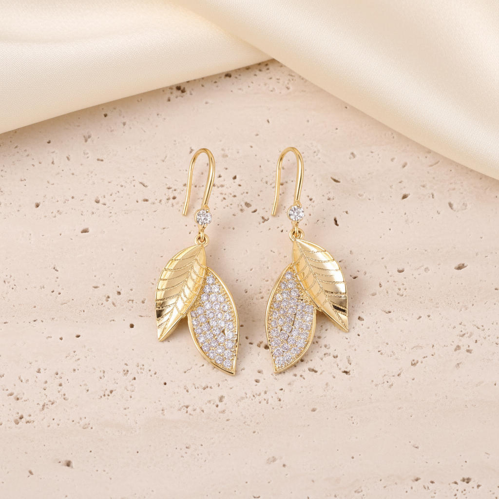 Metallic Leaf Danglers