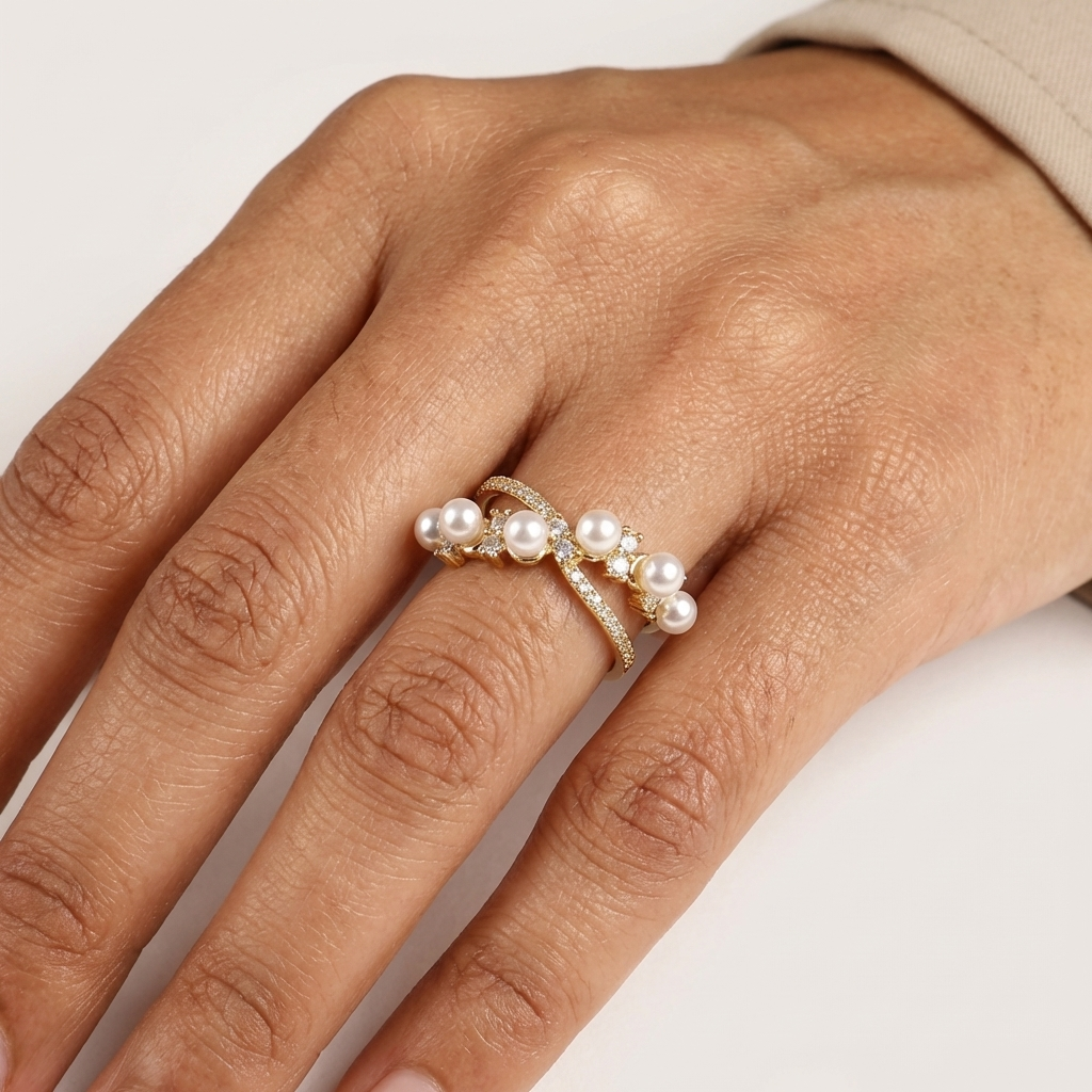 Pearl Criss Cross Ring