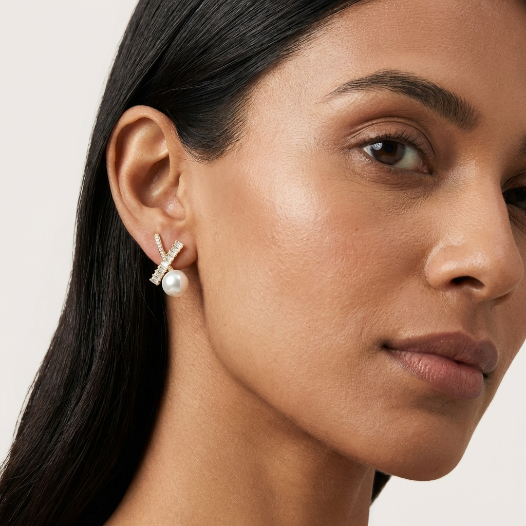 Cross Pearl Earrings